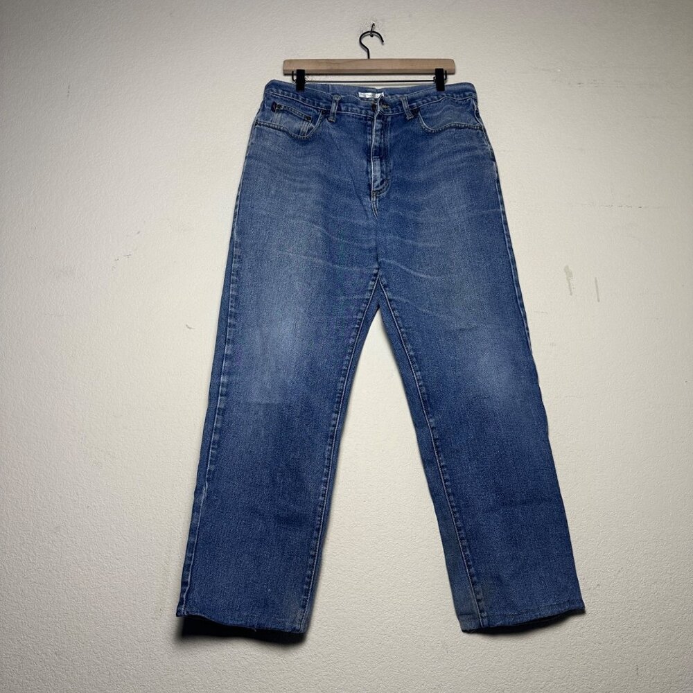 VTG Cutter & Buck Denim Jean Pant Men 35x30 Blue Western Straight Leg Distresse
